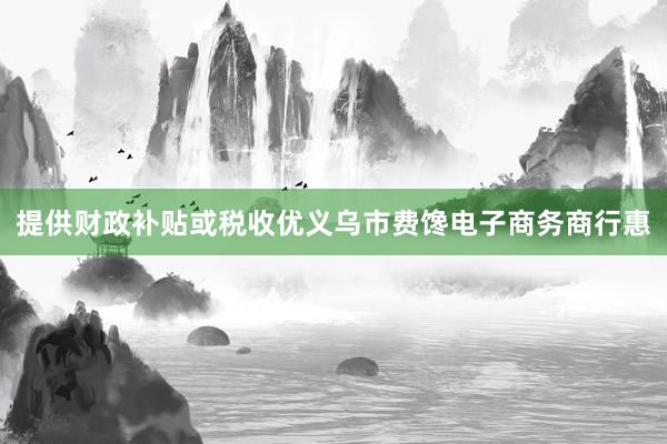 提供财政补贴或税收优义乌市费馋电子商务商行惠