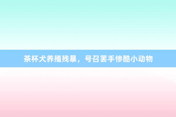 茶杯犬养殖残暴，号召罢手惨酷小动物