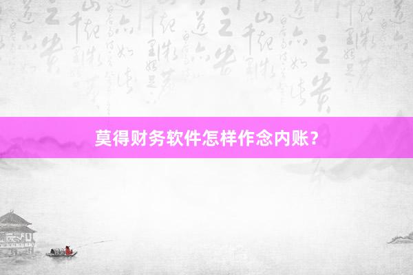 莫得财务软件怎样作念内账?